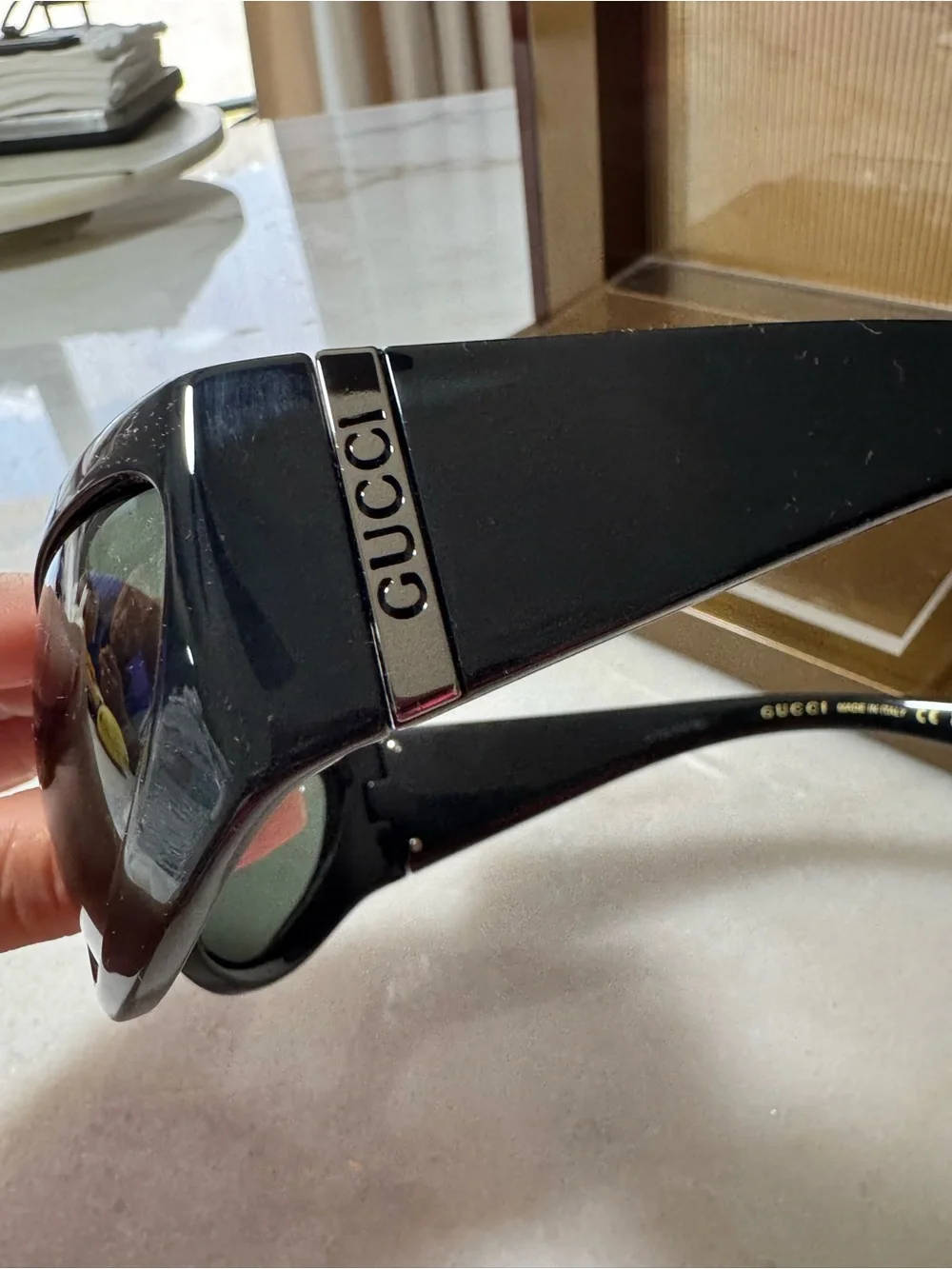 Gucci Black Unisex Wrap Sunglasses with Dark Lenses